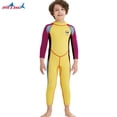 thumbnail image 3 of Traje de neopreno para niños Trajes de neopreno Resistencia a los arañazos para niños Protección UV Traje de baño de snorkel con cremallera trasera Traje de surf Manga amarilla púrpura XXL 2.5MM Noticed OD003690-10, 3 of 7