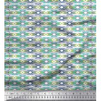 Soimoi Green Cotton Duck Fabric Diamond Geometric Fabric Prints By Yard 42 Inch Wide