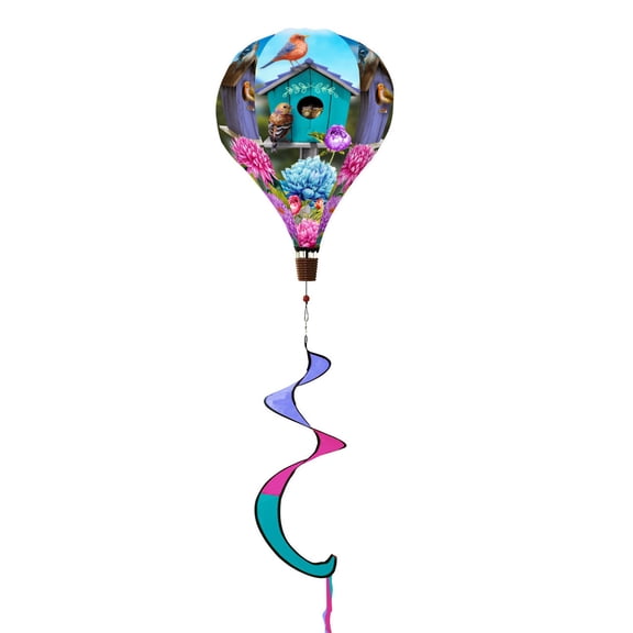 Briarwood Lane Spring Hot Air Balloon Wind Twister 54x12 Colorful Birdhouses For Spring Balloon