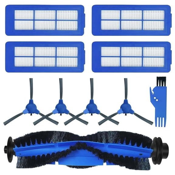 10 Pcs Replacement Parts Kit for Eufy 11S Max, 15C Max, 30C Max,39C Max,G30 Edge, G30 Hybrid Vacuum Cleaner Spare Parts Sets 1 Brush Roller 4 Side Brushes 4 Filters NOT for Eufy 11S