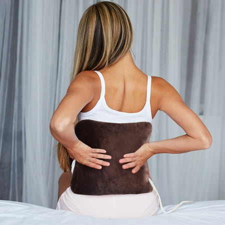 Heating Pad For Pack Electric Heating Pad for Full Body with 3 Settings, Auto Shut Off, Front Clasp and Long Detachable Cord-Soft Plush Heat Pack by Bluestone (Brown) ()