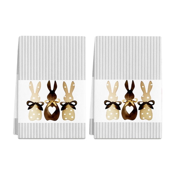 Luoshdecor Easter Christian Kitchen Dish Towels Set of 2,Religious Cross Flower Easter Plaid Towels for Spring Holiday Decor