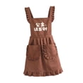 thumbnail image 4 of Retro Ruffle Apron with Front Pockets Fancy Dress Home Cafe Kitchen Women Aprons Marrón, 4 of 9