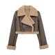 thumbnail image 3 of HH TRAF Chaquetas cortas de invierno para mujer, abrigos de manga larga con cuello vuelto y cremallera en 7 colores, chaquetas elegantes de calle para mujer, 3 of 5
