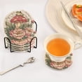 thumbnail image 5 of Haosy Set of 6 Drink Woven Coaster with Holder Heat Resistant Non-Slip Bar Coasters 4 Inches Mushroom Frog Flower, 5 of 7