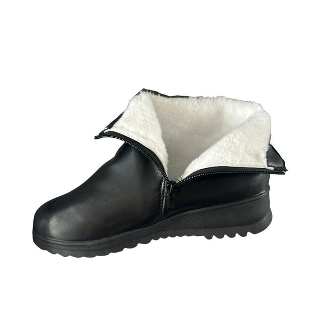 Bottines pour Femmes, Décontractées d'Hiver à Enfiler avec Doublure en Velours, Boucle Réglable et Talon Compensé Plat, Confortables pour un Usage Quotidien en Extérieur