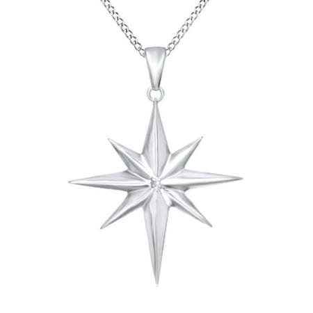 north star necklace pendant diamond gold silver 14k accent sterling natural