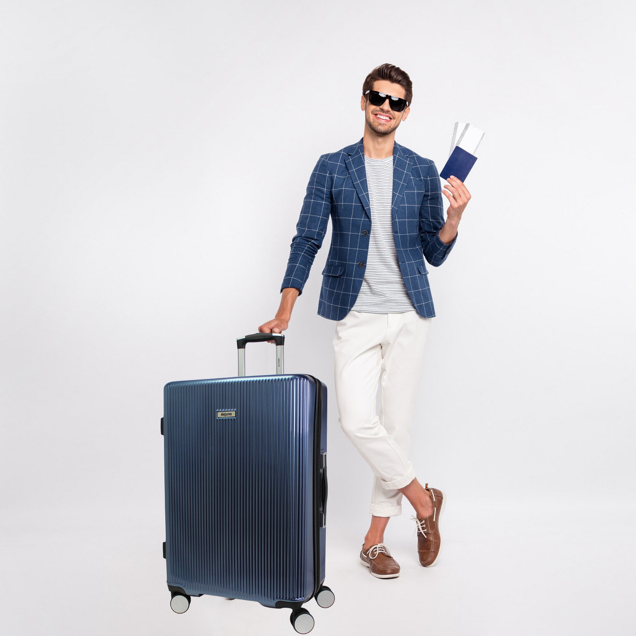World Traveler Dejuno Monarch 3-Piece Polycarbonate Spinner Luggage Set - Iron Blue
