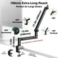 thumbnail image 3 of Low Profile Mic Arm, 3KG Load Capacity [Design for Heavy Mic] Compatible with Shure SM7B etc, Stable Gear Lock Structure Never Sa, 3 of 9