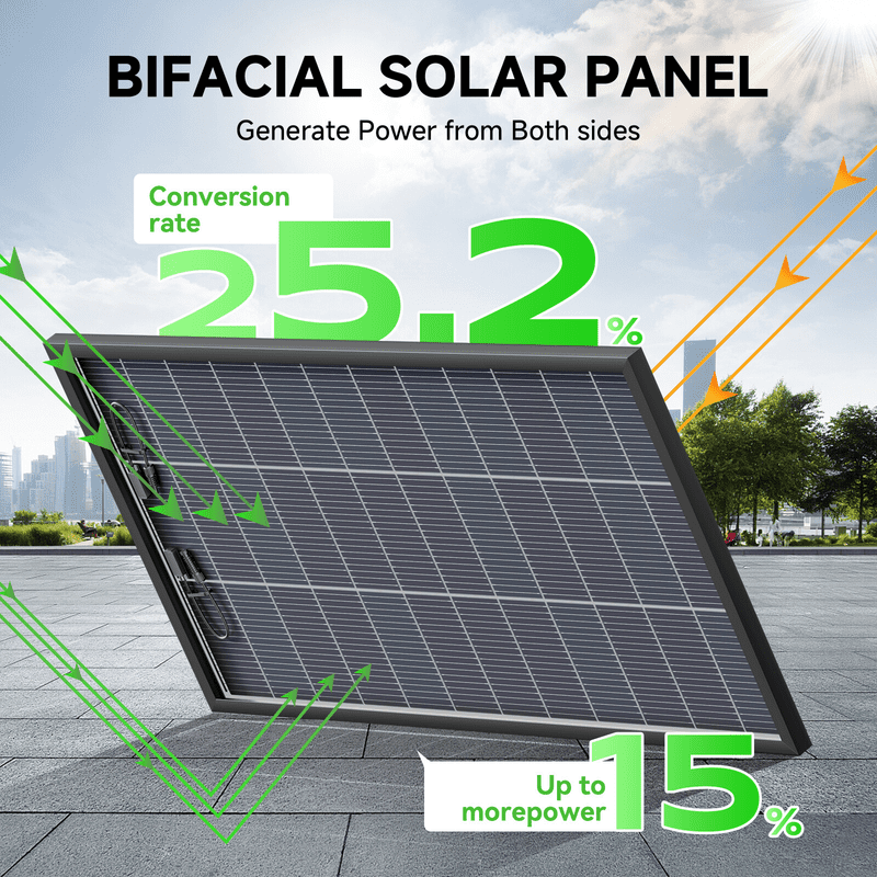 WERCHTAY N-Type 18BB 300 Watt Bifacial Solar Panel, with 25% Efficiency, Grade A+ Cells, IP65, for RV, Trailer, Marine, Rooftop, Farm, Off Grid