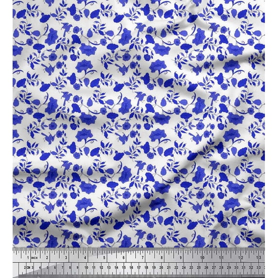 Soimoi Cotton Poplin Fabric Leaves,Bird & Floral Artistic Fabric Prints By Yard 56 Inch Wide