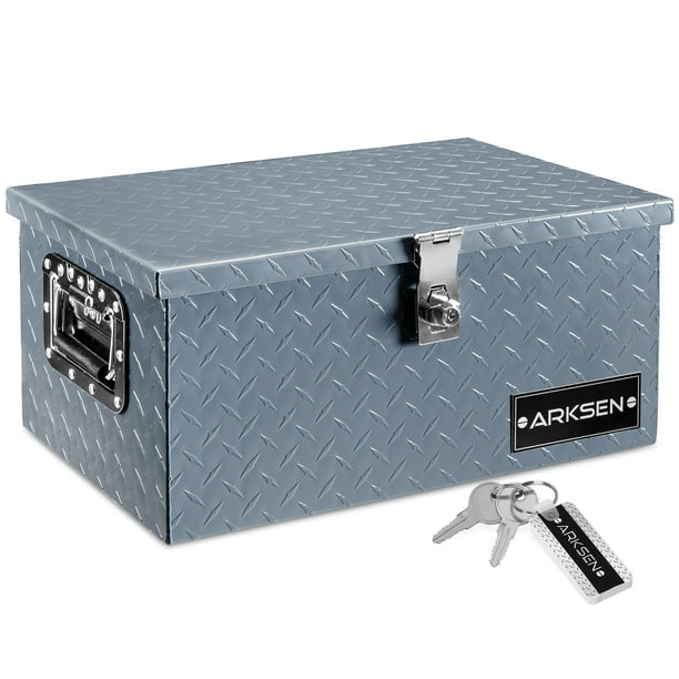 Arksen 20 Aluminum Diamond Plate Tool, Storage Chest With Lock And Key