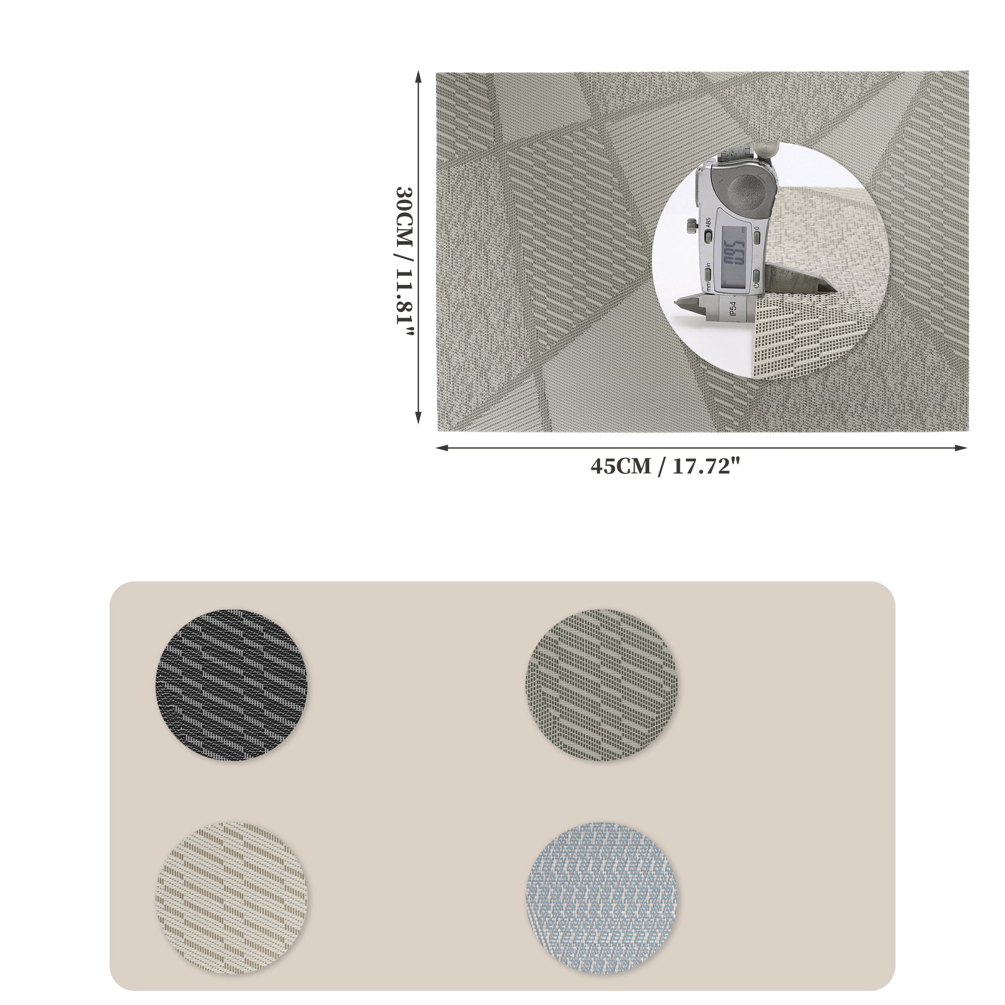 Unique Bargains 4 Pcs Blocks Pattern PET Heat Resistant Washable Placemats Coffee Color