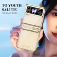 thumbnail image 5 of SaniMore for Samsung Galaxy Z Flip 4 (6.7" 2022) Case with Built-in Tempered Glass Protector (2pcs)( Hinge Protection Full Body Protection Plating Bumper Shockproof Anti-drop Clear Shell, Gold, 5 of 7