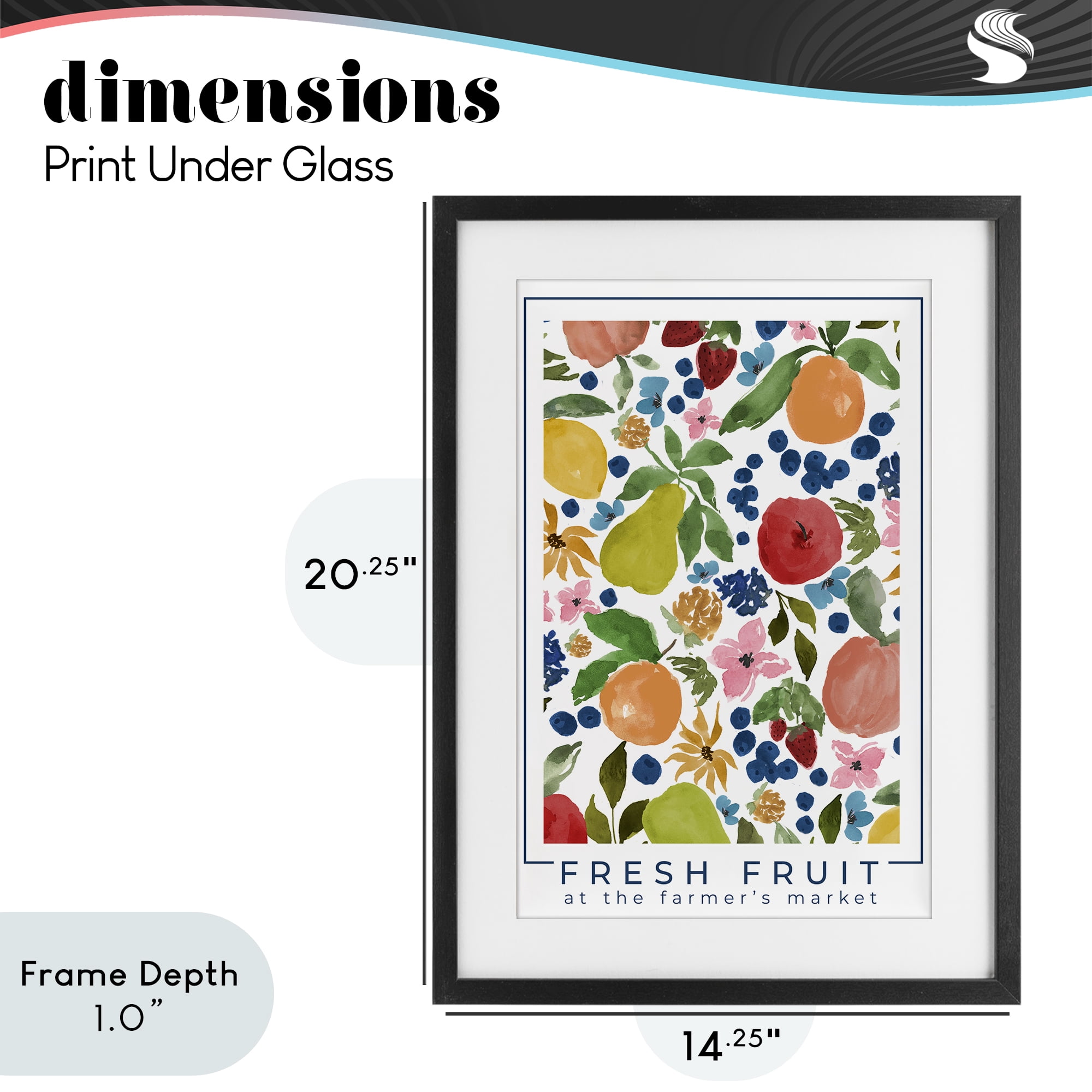 Stupell Industries Fresh Fruit Market Pattern Black Framed Print Under Glass, design by Lucille Price