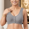 thumbnail image 2 of Gyexs Women's Front Closure Bra Comfortable Tank Top Style Soft Cup Wireless Support for Mature Age, Grey, Size XXL, 2 of 4