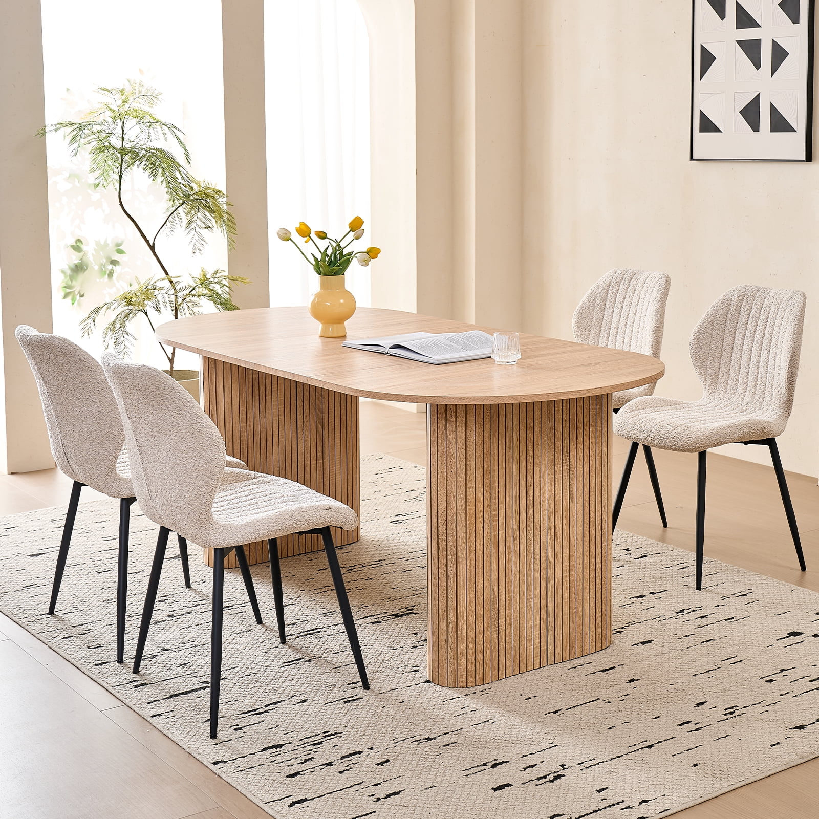 70.8" Oval Dining Table for 4-6 People, Modern Farmhouse Kitchen Table | Rustic Wood Grain | Breakfast Dinner Wood Dining Table for Gathering, Kitchen, Dining Living Room, Natural
