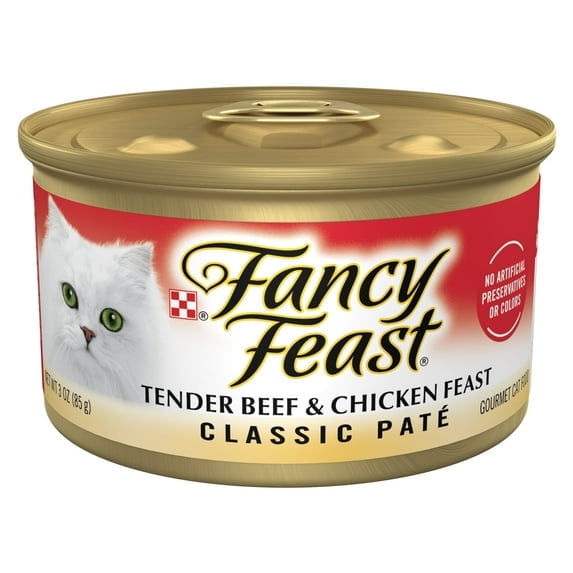 Purina Fancy Feast Classic Pate Kitten Food Wet Cat Food Tender Beef & Chicken 3 oz Can (Pack of 9)