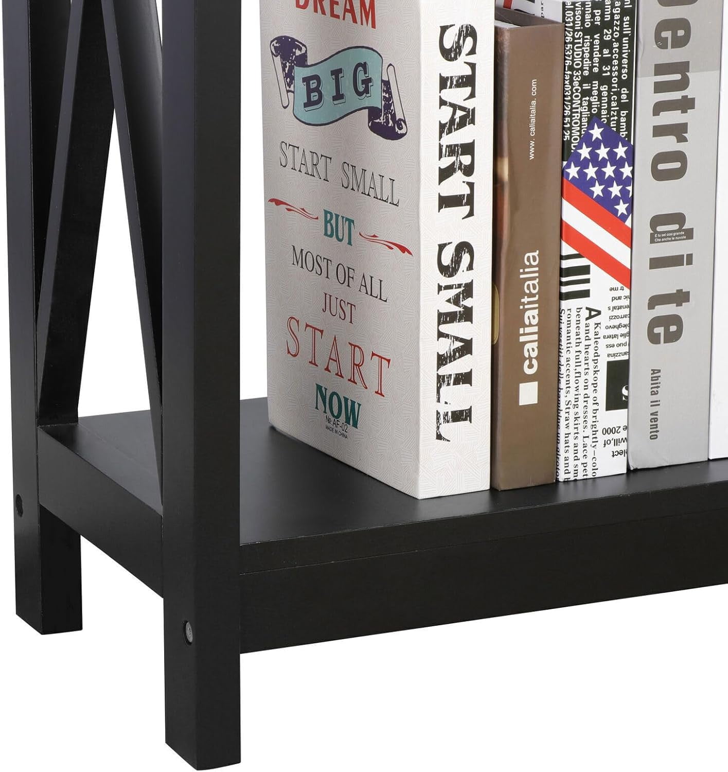 Console Table 2-Tier with Storage Shelf,X-Design Bookshelf Narrow Accent Table for Entryway Hallway Living Room Sofa Side Table,Black