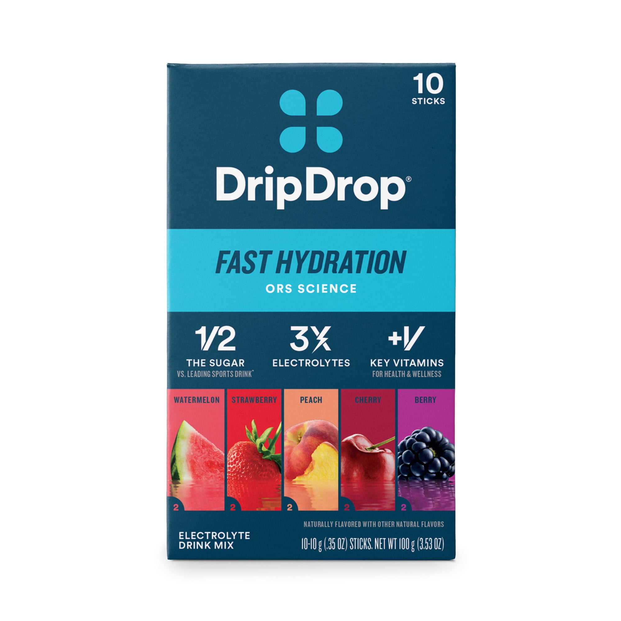 DripDrop Classic Fast Hydration - Sampler Variety Electrolyte Powder Drink Mix 0.35 oz, 10 Count