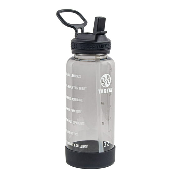 Botella de agua Takeya Motivational de 1 litro con tapa de pajita sin BPA