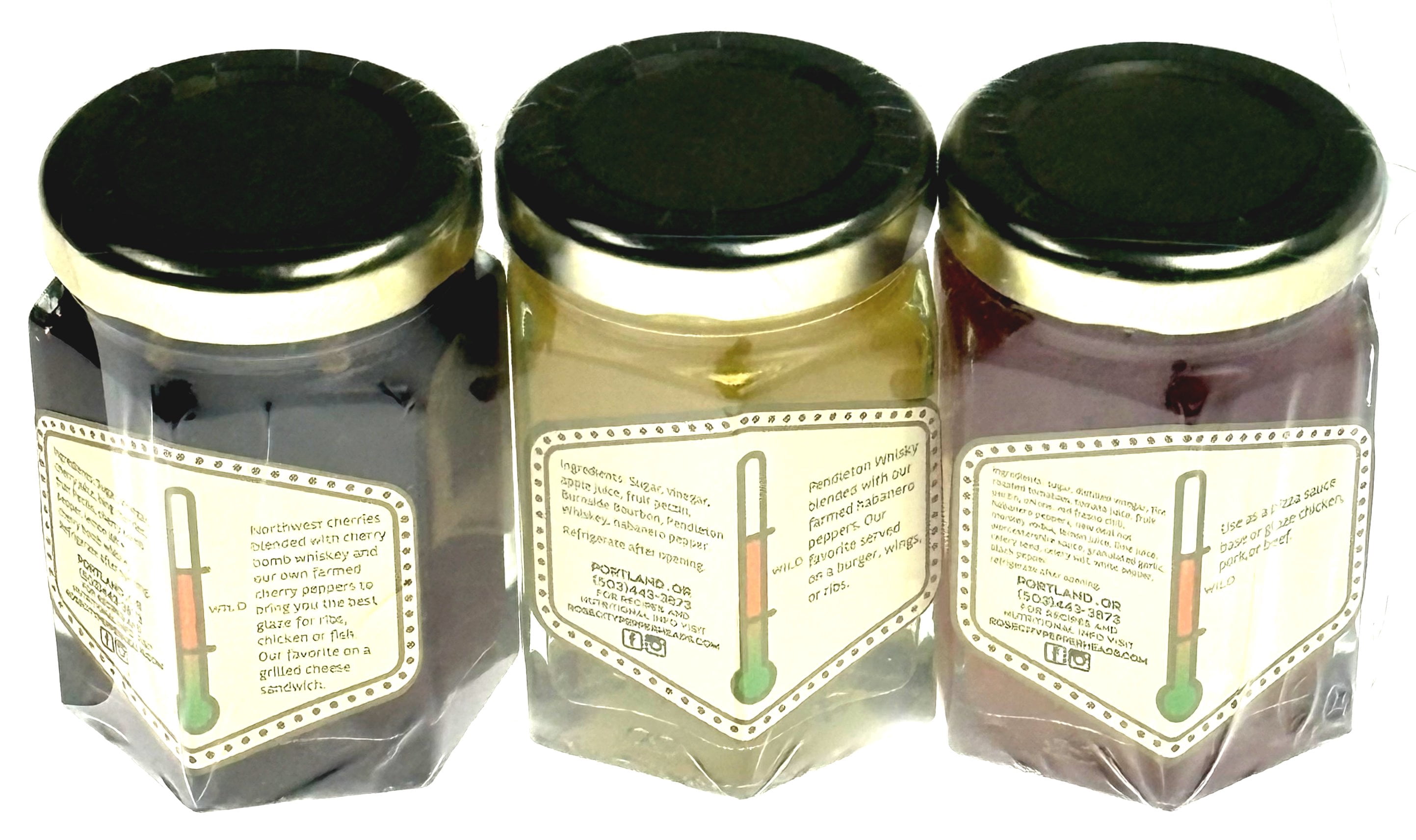 3 oz Mini Distillery Trio Pack (Bloody Mary in a Jar, Bourbon Blaze, Cherry Bomb) - Jelly