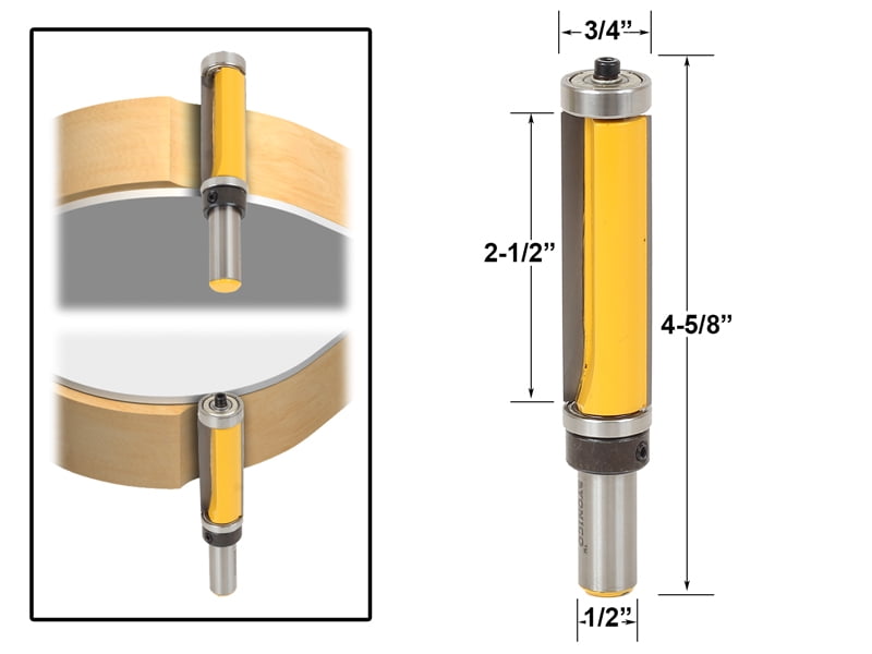 Pattern/Flush Trim Router Bit, 21/2" Cutter Top & Bottom Bearing
