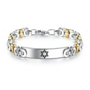 DAILYDOLLARS Gold Silver Tone Stainless Steel Star of David Byzantine Chain Bracelet with Lobster Claw, Religious Jewish Magen David Star Faith Symbol Israel Jerusalem Jewelry Gifts