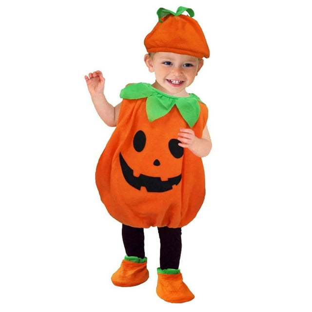 Fgnfyis Toddler Baby Girls Boys Soft Pumpkin Vest Tops Sets Hat Socks 3PCS Set Boys' Suits & Sport Coats 3-4 Years Orange