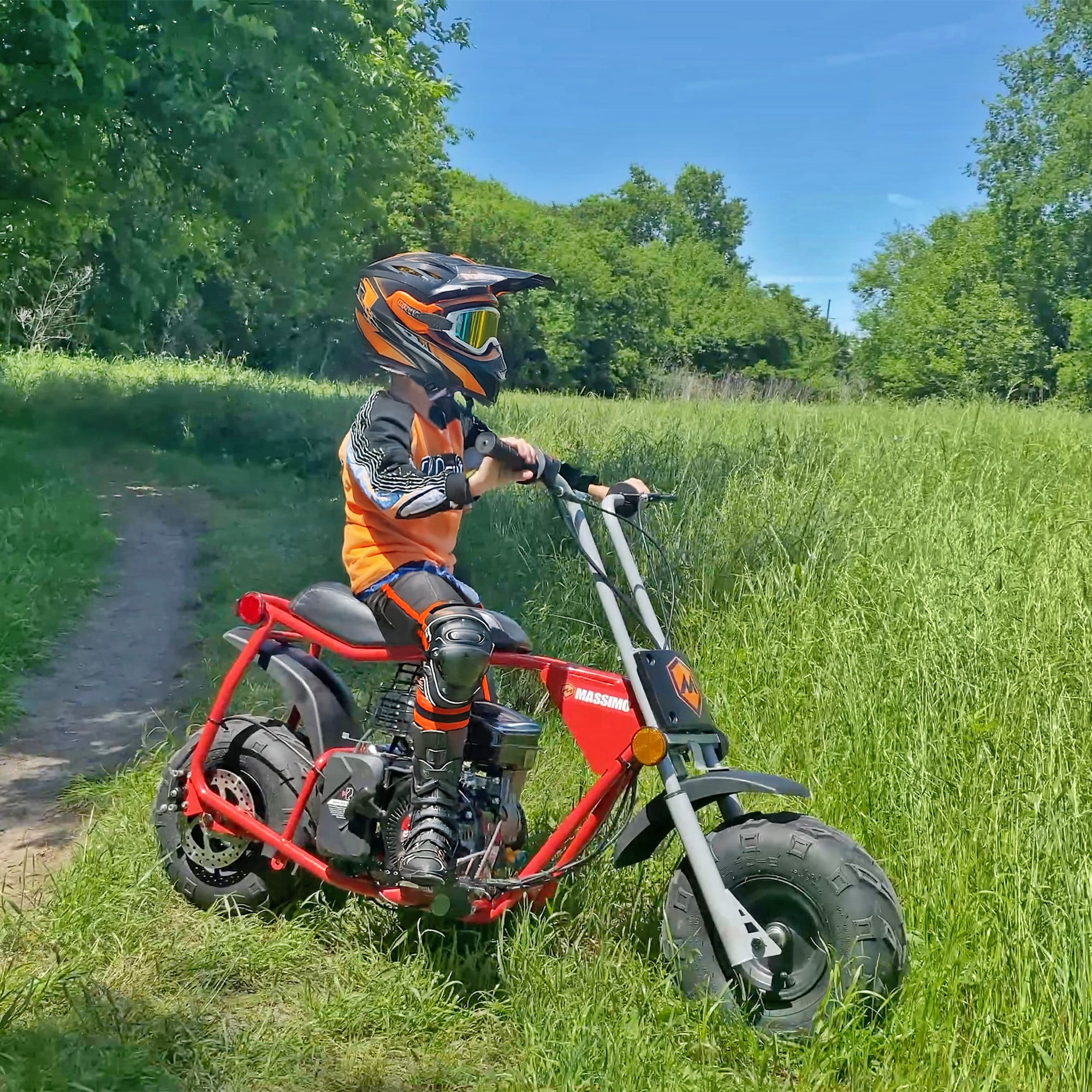 Massimo MB100 Minibike 79cc 2.5HP, Gas Powered, Trail Bike, Pocket Bike - Red