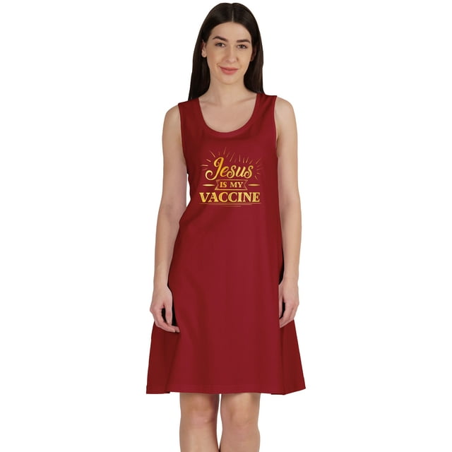 Inkmeso Jesus Est Mon Vaccin T-Shirt Drôle Pro Vaccin Robes d'Été Col Rond