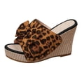 thumbnail image 5 of Rokmnt Womens Bow Wedges Dress Sandals 2026 Fashion Leopard Bride Wedding Bowknot Platform Chunky Heeled Slip on Pumps Casual High Heels Summer Shoes Brown Size 9.5, 5 of 7