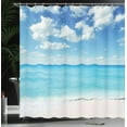 thumbnail image 4 of Ambesonne Summer Shower Curtain, Exotic Beach Vivid Sky, 69"Wx75"L, Sky Blue Aqua, 4 of 5