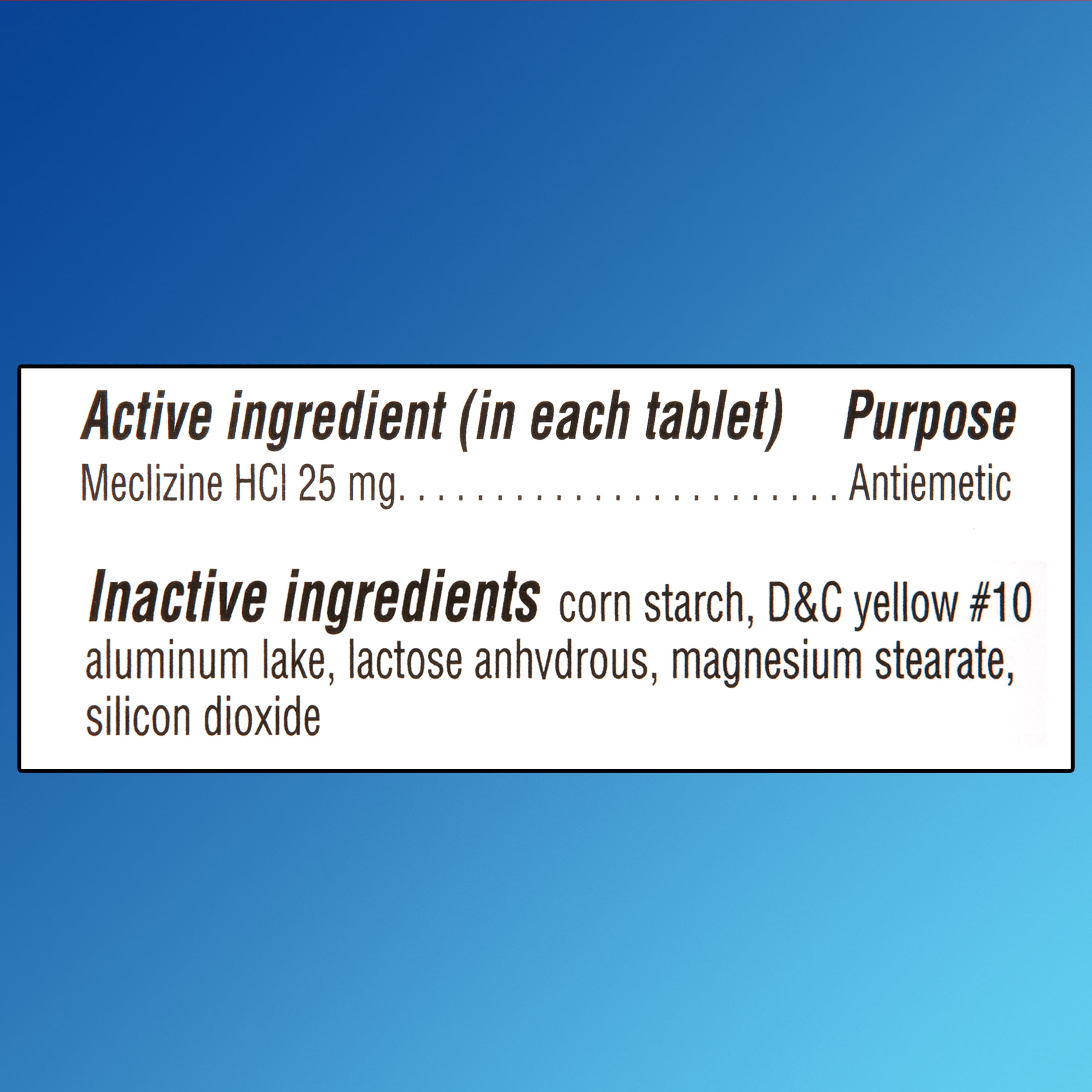 Equate meclizine 25 mg