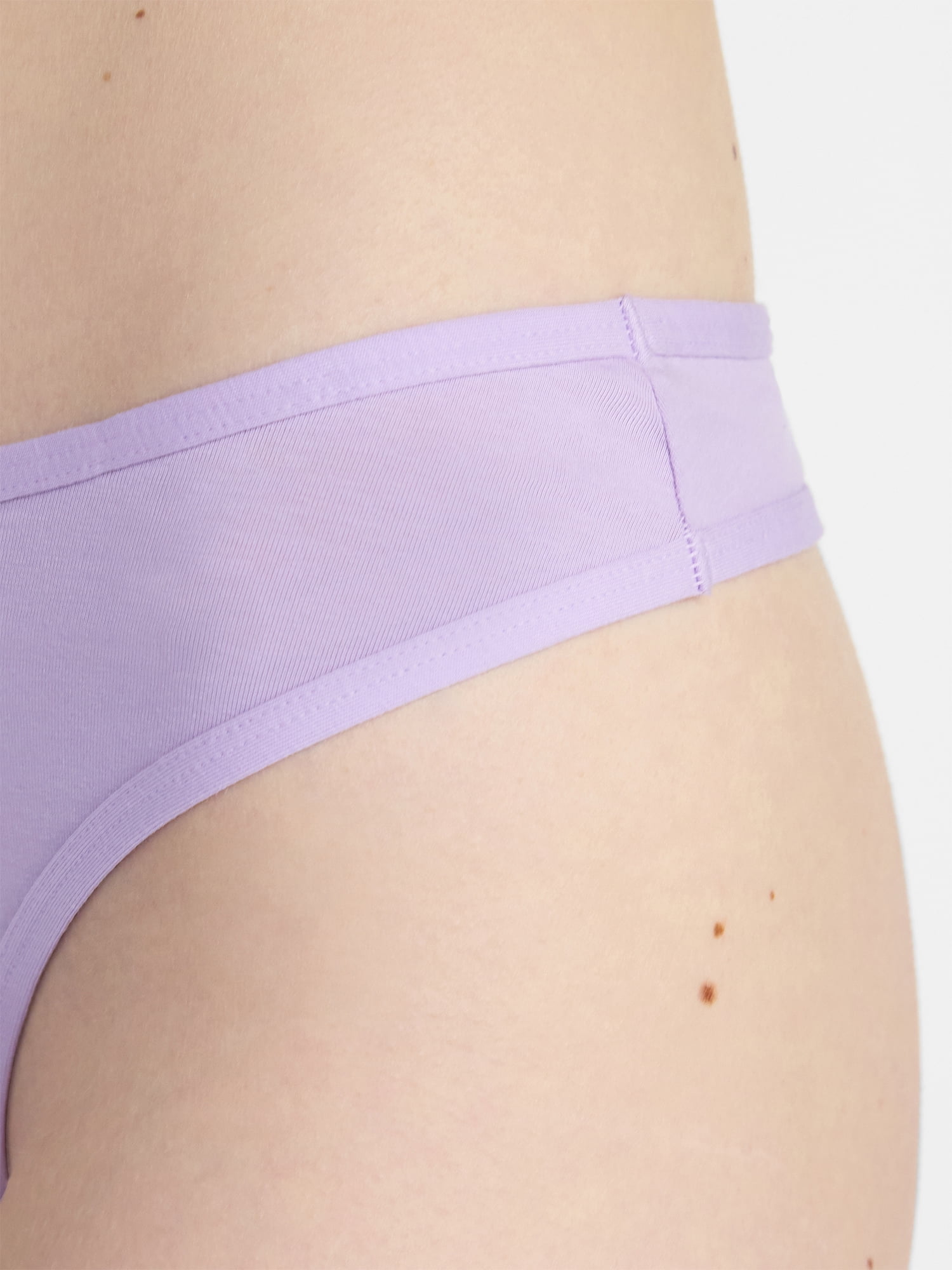 No Boundaries Cotton Blend Hi Cut Thong Panties, Women's XS-XXXL