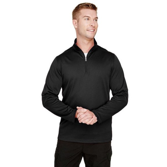 Harriton M748 Men's Advantage Snag Protection Plus Quarter-Zip Pullover-Black-2XL