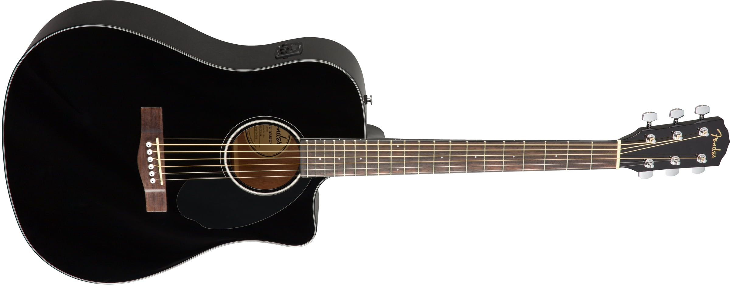 Fender CD-60SCE Solid Top Dreadnought Acoustic-Electric Guitar - Black w/ Gig Bag