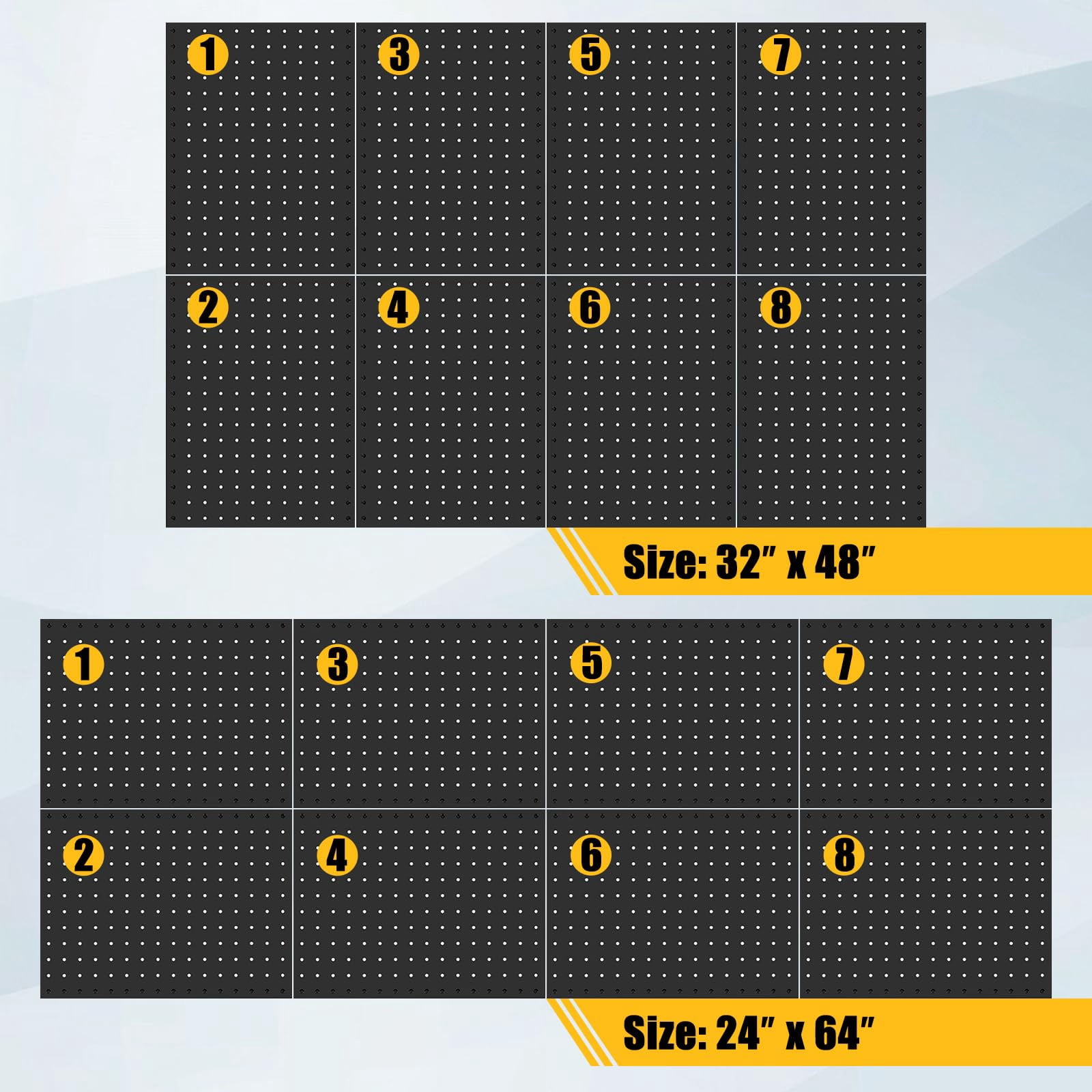 10 Pcs Metal Pegboard Panels, Heavy Duty Peg Boards for Garage and Garden Tool Storage, Includes Drywall Anchors and Screws Kits, Black (10 pcs 16in x 12in)