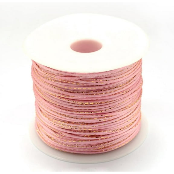 1 Roll Metallic Stain Beads String Cords Nylon Mouse Tail Cord Pink 1.5mm about 100yards/roll(300 feet/roll)