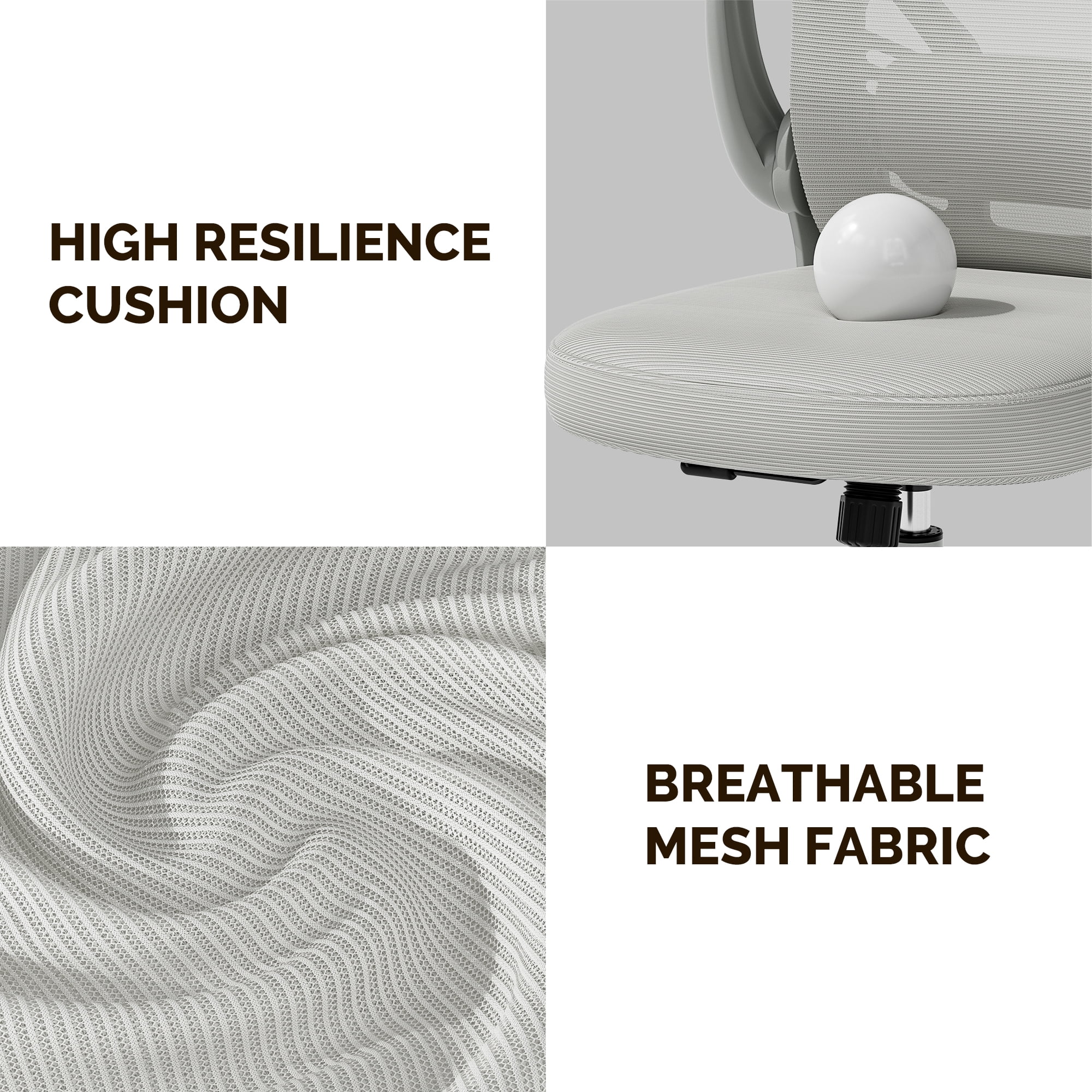 Ninecer Ergonomic Mesh Office Chair, Mesh Back Office Chair with Flip-up Arms, Swivel Computer Desk Chair with Lumbar Support for Adult, Light Gray