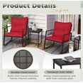 thumbnail image 6 of SOLAURA 3-Piece Outdoor Patio Bistro Set with Black Wicker Rocking Chairs and Glass Coffee Table - Red, 6 of 8