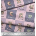 thumbnail image 3 of Soimoi Purple Georgette Viscose Fabric Text & Owl Cartoon Printed Fabric 1 Yard 42 Inch Wide, 3 of 3