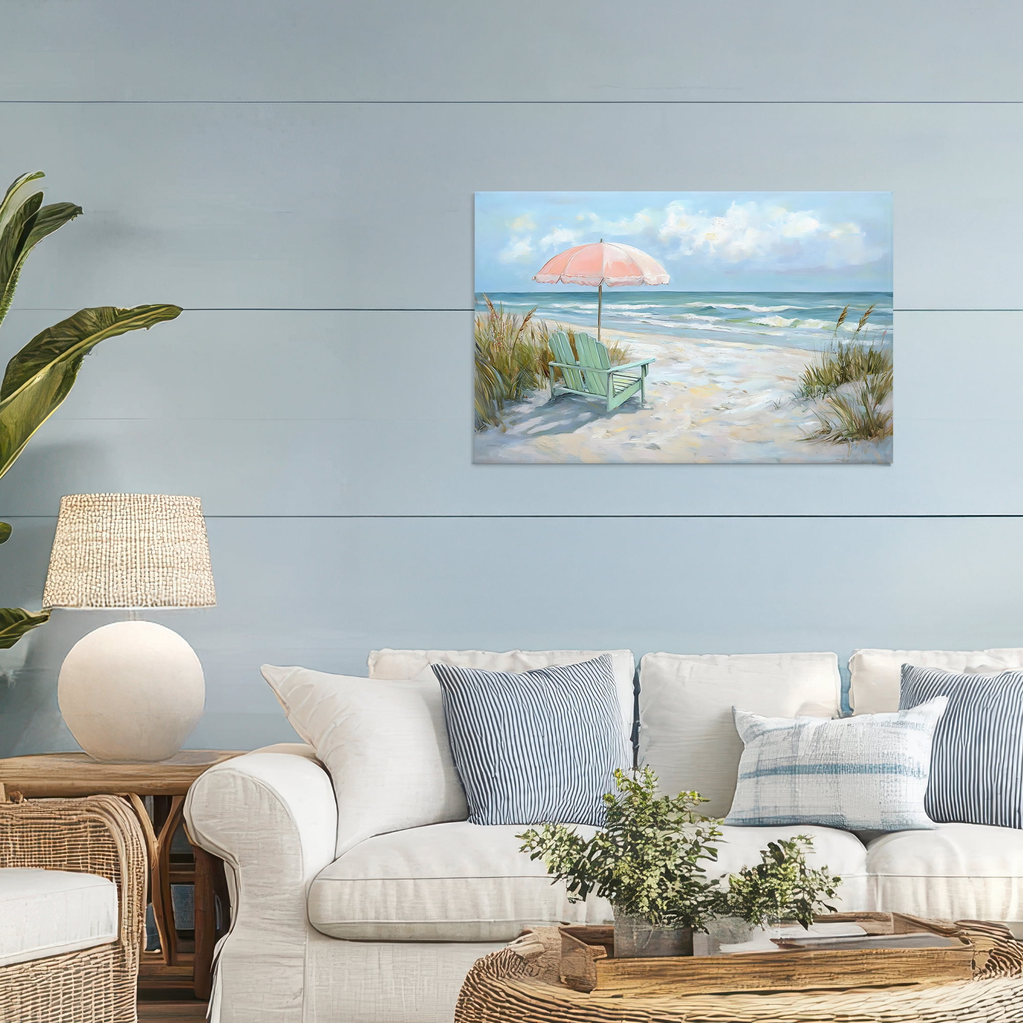 Stupell Industries Seaside Chair & Pink Umbrella Canvas Wall Art, design by Creative Studio