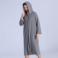 thumbnail image 4 of Jinda Men's Long Sleeve Robe Lightweight House Coat Soft Housecoat Zipper Zip Up V Neck Mid-length Loungewear Grey Small-Medium, 4 of 4