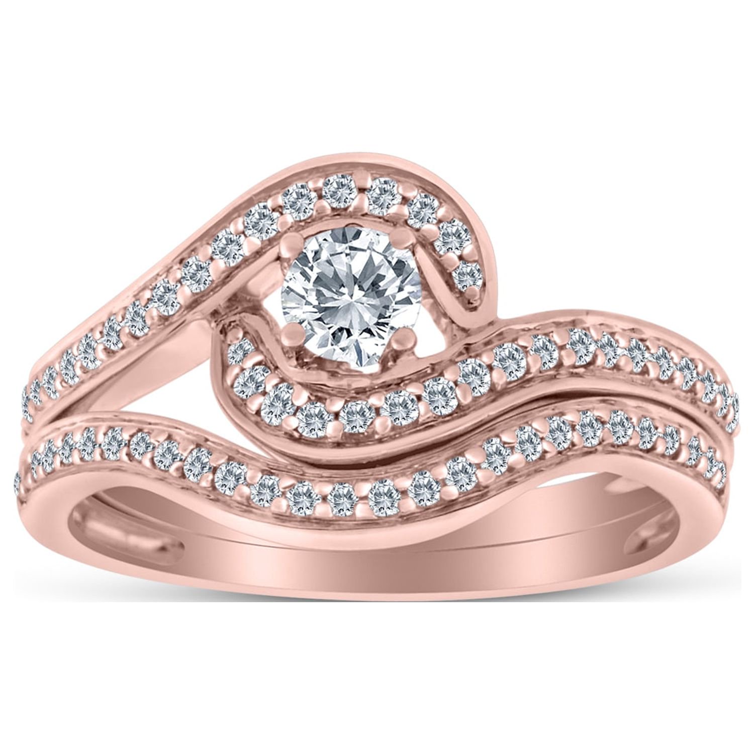 1/2 Carat TW Diamond Interwine Bridal Set in 10k Rose Gold (G-H, I2-I3)