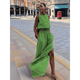thumbnail image 4 of Conjuntos de 2 Piezas para Mujer: Chaleco de , Conjuntos Casuales Elegantes, Pantalones de Pierna con Abertura Alta. Verde L, 4 of 7