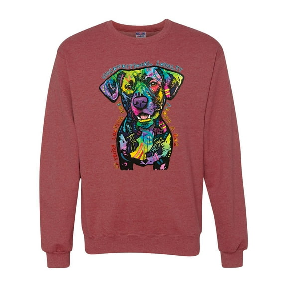 Dean Russo Unconditional Loyalty Dog Lover Unisex Crewneck Graphic Sweatshirt, Vintage Heather Red, Medium