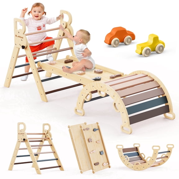 Buballino Pikler Triangle Set Playground Climber Indoor Pink Wood 3 Piece