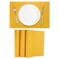 thumbnail image 1 of 4 Pcs Manteles Individuales de Cuero Sintético para Mesa de Cena, Manteles Rectangulares Resistentes al Calor (Línea Dorada Amarilla), 1 of 5