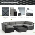 thumbnail image 3 of YODOLLA 7-Piece Patio Furniture Set, Black Rattan Wicker Sectional Sofa Couch Outdoor Conversation Set with Table In Gray, 3 of 9